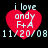 Red heart-shaped icon with white text 'i love andy F+A' over a black background, timestamped 11/20/08 in pixelated font.