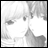 A 48x48 pixel grayscale contact sheet showing two frames of an animated icon with a character on the left and text on the right, displayed in a 2x1 layout.