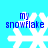 Four identical pixelated snowflake icons with blue text 'my snowflake' on a light blue background, arranged in a