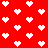 Red background with white pixelated hearts arranged in a pattern, some hearts partially obscured by missing pixels
