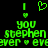 Green pixelated text and symbols on black background with animated heart-shaped cursor, displaying 'you stephen ever' repeated twice.
