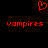 Red pixelated heart symbol above two instances of the word 'vampires' in red pixelated text on a black background.