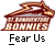 Two identical static frames of a pixelated cartoon building with text overlays on a gray background, part of an animated contact sheet.