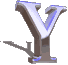 Nine identical 3D-rendered letter Y icons arranged in a on a light gray background, each with metallic brown base and white-blue gradient top