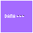 Purple background with white pixelated text 'DANA' and four distinct animated symbol sequences across frames.