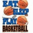 Pixelated image with blue text blocks and orange circular shapes arranged in a grid pattern on white background.