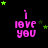 Pixelated pink text "i love you" on black background with green stars, animated star positions across frames.