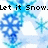 Pixelated blue snowflakes on a light background with changing text: 'Let it Snow.', 'Let it Snow...', and 'Let it... oh forget it'.
