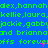 A static image with a blue background displaying repeated green text strings and scattered pink dots.