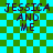 Pixelated text 'JESSICA AND ME' on a green and cyan checkered background with visible animation frames.