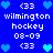 Blue background with repeated white text and heart icons in varying shades of blue, showing pixelated animation changes between frames.