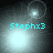 Four- of pixelated light effects with cyan text "Stephx3" over dark backgrounds, showing animation changes in light positions