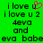 Green background displays multiple text variations of 'i love u' with a pink heart symbol replacing the 'u' in the top-left text block.