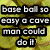 A four- of pixelated text overlays on a yellow-green background with baseballs, each displaying different phrases about baseball and softball