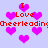 Pixelated graphic with light purple background, pink hearts, and red text reading "I Love Cheerleading" repeated across the image.