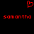 Red pixelated heart symbol above two identical red pixelated text strings on black background.