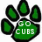 Green paw print icon with white text 'GO CUBS' on the bottom pad, four green pads outlined in black against a transparent background.