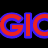 Red and blue pixelated text on black background with gray rectangle overlay, displaying partial words "GICITC" and "ME".