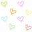 Pixelated heart-shaped icons in pastel colors surround black text reading 'dylan ily soo much <333' on a white background.