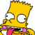Pixelated cartoon character with yellow skin, spiky hair, wide eyes, and pink tongue sticking out against white background.