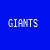 Blue background with 'GIANTS' text and a football helmet icon featuring NY logo on white background.