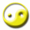 Animated contact sheet of a yellow yin-yang symbol transitioning through multiple states including circular, split, and distorted forms with visible anti-aliasing and drop shadows.
