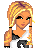 Pixel art contact sheet showing two distinct animated frames of a cartoon character with blonde hair and orange skin, alongside stylized text reading "GLUE LESS ??" in glitchy multicolor lettering.