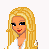 Pixel art contact sheet showing multiple frames of a blonde cartoon woman in denim shorts and white crop top with snowflake animation effects.
