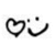 Black pixelated icon with heart shape, two dots above a curved line on white background.