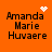 A static image with orange background displaying 'Amanda Marie Huvaere' text and four distinct pixel art animations: a heart, sparkles, dots, and no animation.