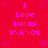 Red background with pink text reading "I Love Lucas 9\6\08" and scattered heart shapes, displayed in two identical vertical sections.