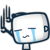Pixelated cartoon face with blue tears, closed eyes, and a small mouth on a gray background; four views show varying positions of the left-side prop.