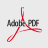 Red scissors cut through gray text reading 'Adobe PDF' on a light gray background.