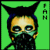 nine identical shows a person with dark hair, green eyeshadow, and a black mask against a bright green background; the word "FAN" appears vertically on the right side