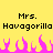 Yellow background with black text reading "Mrs. Havagorilla" repeated twice, pink pixelated flames at the bottom, static image with no animation.