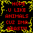 Red text on black background with yellow pixelated border displays repeated phrase "HOPE U LIKE ANIMALS CUZ IMA BEAST!!" in two identical vertical sections.