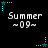 Pixelated text 'Summer ~09~' appears with cyan star and dot animations on a black background.