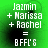 Green background with white pixelated text listing names and a formula, showing subtle animation changes in the lower-left corner.