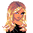 Pixel art contact sheet showing a female character with long blonde hair and black top, paired with Pisces zodiac symbol text and icon on white background.