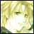 Pixelated anime-style character face with yellow hair and green eyes on left, alongside pixelated text "Anime IM" above smaller "com" on black background.