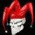A pixelated skull wearing a red jester hat with white accents against a dark background, next to green text reading 'Original Icons .com'.