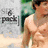 A pixelated image shows a shirtless person with dark hair against a blurred background, overlaid with cyan text on a bright purple field.
