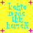 Yellow background with cyan text reading "kekie made this herself" surrounded by pink plus signs, with variations in plus sign count and placement across frames.