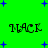 Green background with blue plus signs and four instances of the word "NACK" in black pixelated text arranged in a pattern
