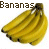 yellow banana bunches on white background with text fragments 'Bananas', 'of the', 'world', and 'unite!!' in brown font