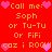 Red background with orange text and pink hearts, repeating 'Call me: Soph or Tu-Tu Or Fifi coz i ROCK' in two with heart symbols
