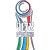 Pixelated icon with circular top section containing blue, green, and red segments; white text "TOTO" below a gray banner; four vertical colored bars (green, blue, yellow, purple) at bottom on light gray background.