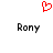 Red pixelated heart symbol above two identical black-and-white text labels reading 'Rony' on a white background.