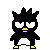 Pixelated black bird-like character with yellow beak and feet, standing in various poses including jumping rope and holding a white circular object.