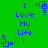 Blue pixelated text on green background reads 'I Love My Life !!' with small square symbols at corners, repeated in four identical